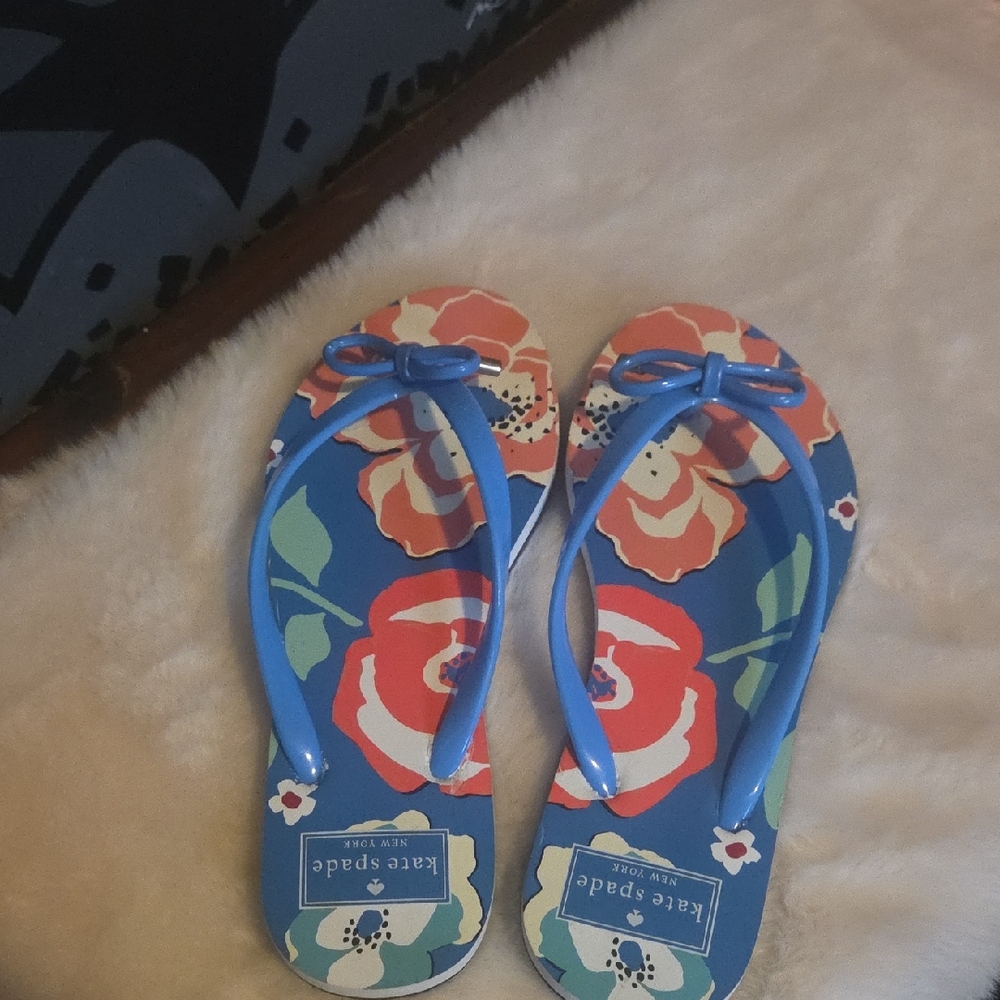 Kate Spade Floral Blue Flip Flops
